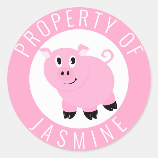 Besitz von Kindern, die das Rosa Pig buchen Runder Aufkleber (Vorderseite)