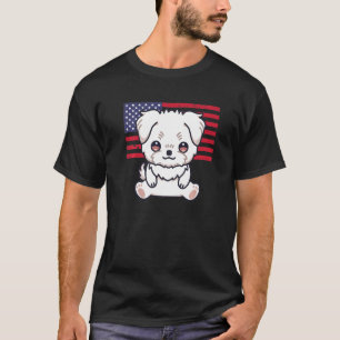 Besitzer des maltesischen Hundes 4. Juli Patriotic T-Shirt