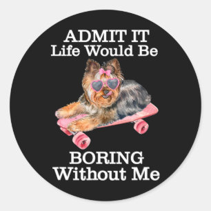 Besitzer von Yorkie-Welpen lieben Skateboarding Yo Runder Aufkleber
