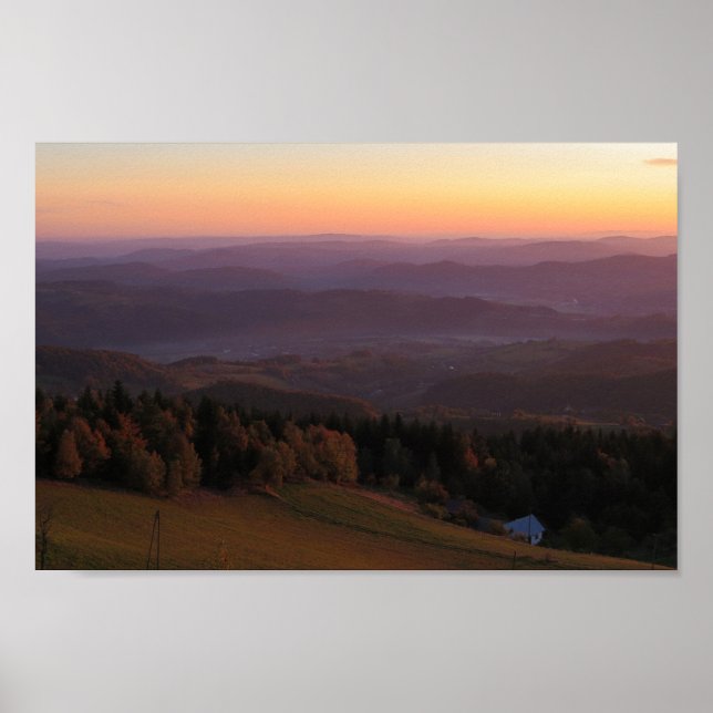 Beskid Wyspowy sunrise Poster (Vorne)
