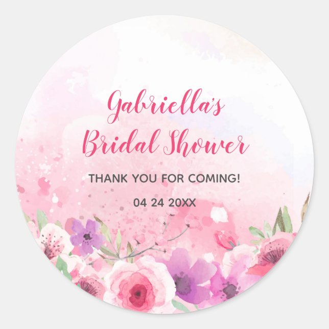 Besondere Anlass Aquarellblume Runder Aufkleber (Vorderseite)