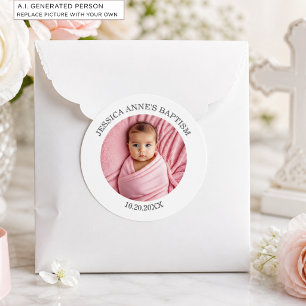 Besondere Foto Mädchen Taufgeschenk Runder Aufkleber
