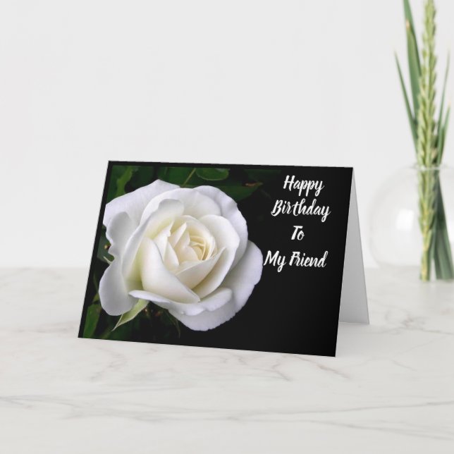 BESONDERE **FREUNDLICHE** GEBURTSTAG WEISSE ROSENK KARTE (Vorderseite)
