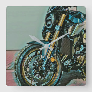 Besondere Geschenke für Motorradfahrer Quadratische Wanduhr