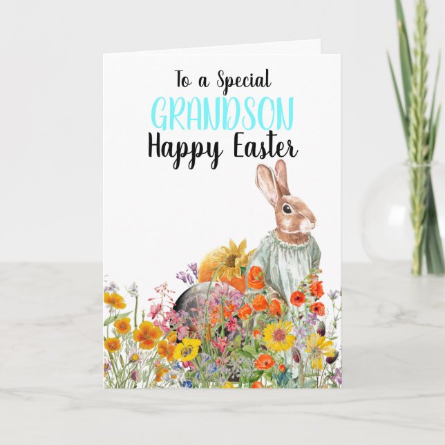 Besondere Grandson Vintag Bunny Card Karte (Vorderseite)