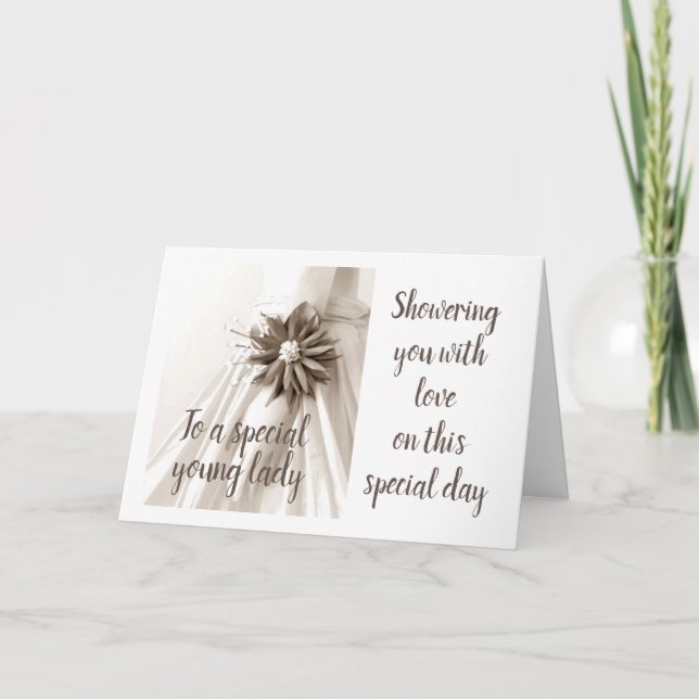 *BESONDERE JUNGE LADY* SHOWER GRATULALALALALATIONS EINLADUNG (Vorderseite)