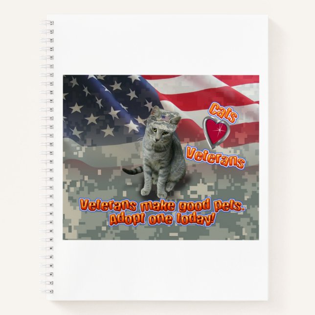 Besondere Kunstwerke - Katzen Liebe Veteranen Notizbuch (Vorderseite)