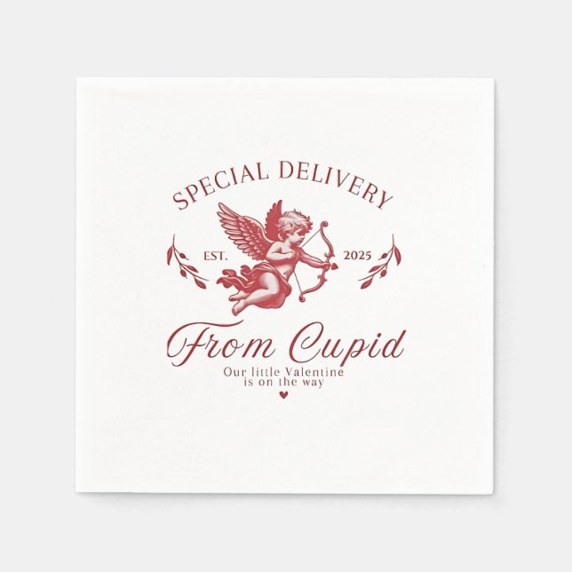Besondere Lieferung von der schwangeren Mama Cupid Serviette (Vorderseite)