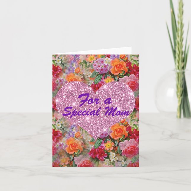 Besondere Mama Rosa Herzenfarbene Frühlingsblumen Karte (Vorderseite)