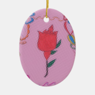 Besondere Rose Keramik Ornament