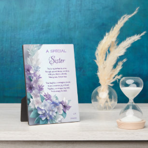 Besondere Schwester Gedicht Pastell Mauve Blau Flo Fotoplatte
