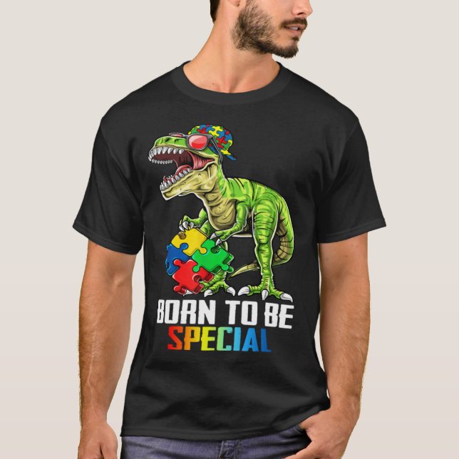 Besondere Trex-Puzzle-Dino-Jungs Autismus-Bewussts T-Shirt (Vorderseite)