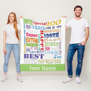 Besondere und einzigartige 100. Geburtstagsparty G Fleecedecke