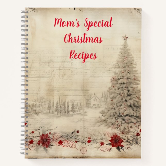 Besondere Weihnachtsrezepte. Kiefern und Schnee Notizbuch (Vorderseite)