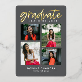 Besonders Coole Foil Abschluss bearbeitbare Farbfo Folieneinladung