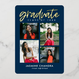 Besonders Coole Foil Abschluss bearbeitbare Farbfo Folieneinladung