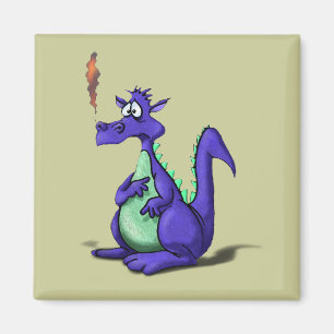 Besorgnis erregender Lila Dragon-Cartoon Magnet