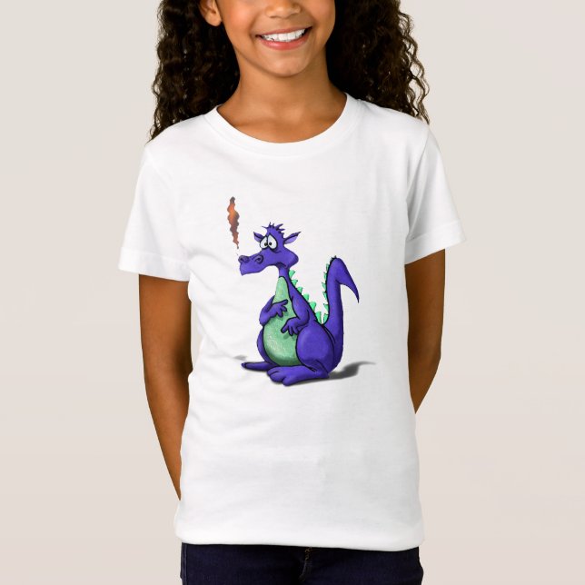 Besorgnis erregender Lila Dragon-Cartoon T-Shirt (Vorderseite)
