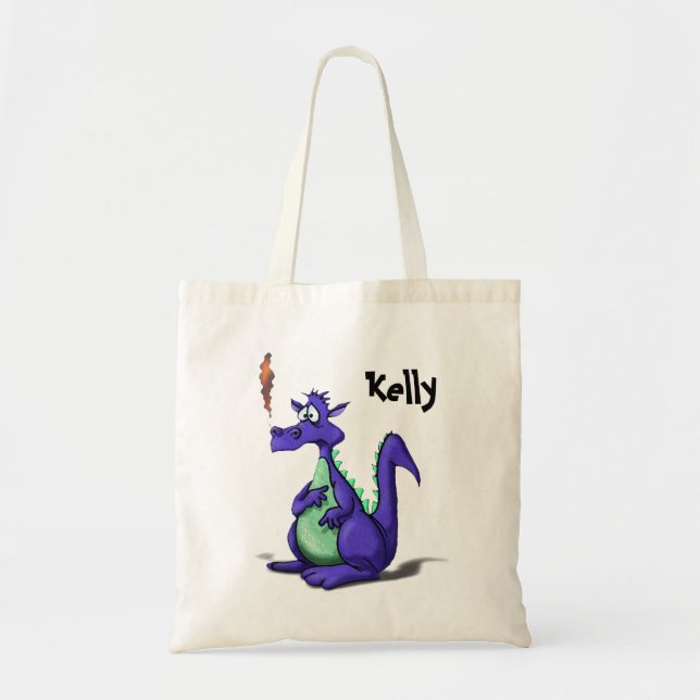 Besorgnis erregender Lila Dragon-Cartoon Tragetasche (Vorne)