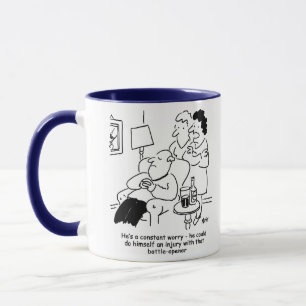 Besorgnis über eine Verletzung durch einen Flasche Tasse