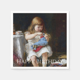 Besorgte kleine Mutter Alles Gute zum Geburtstag Serviette