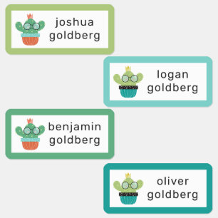 Bespectacled Cactus Add Name Etiketten