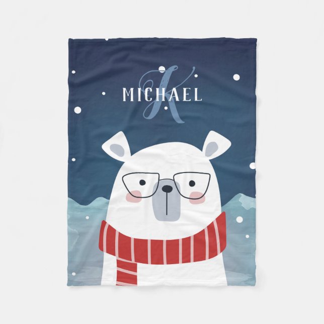 Bespectacled Polar | Mit Monogramm Fleecedecke (Vorderseite)