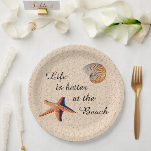 Besser am Strand Papier Plate Pappteller