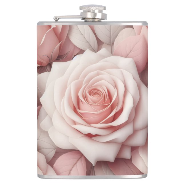 Besser in rosa Rosen Flachmann (Vorderseite)