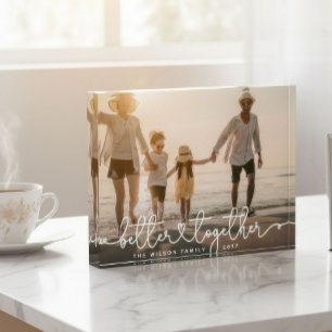 Besser zusammen Moderne Schrift Custom Family Herz Fotoblock