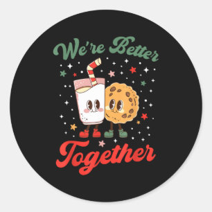 Besser zusammen Retro passendes Paar Weihnachten Runder Aufkleber