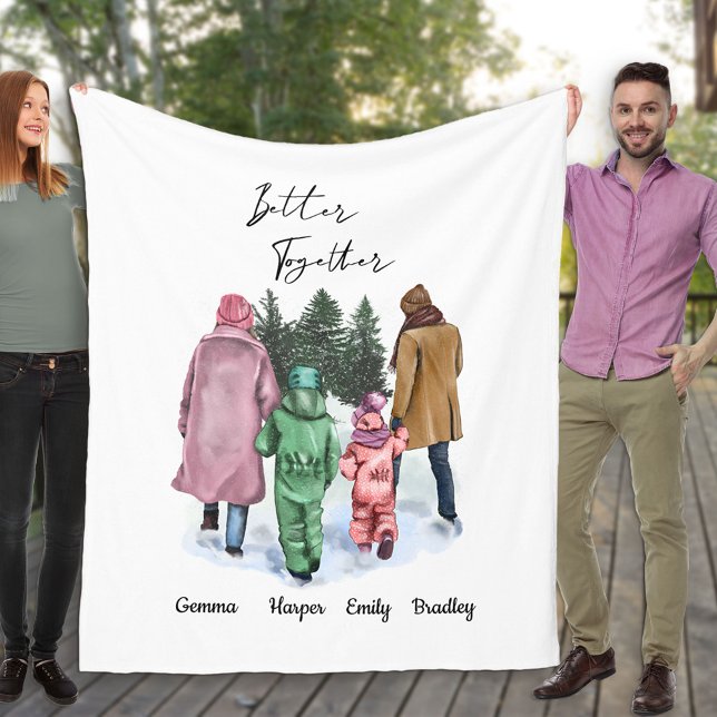 Besser zusammen Winterfamilie von 4 und Namen Fleecedecke (Von Creator hochgeladen)