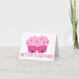 Besser Zusammen Zwei Cupcakes Rosa Valentinstag Karte