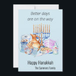 Bessere Tage sind auf dem Weg Hanukkah 2021 Feiertagskarte<br><div class="desc">Dieses Design entstand durch digitale Kunst und kann in dem Bereich personalisiert sein, der durch das Ändern des Fotos und/oder Textes zur Verfügung gestellt wird. Oder Sie können es anpassen, indem Sie den Mausklick auswählen, um weitere Optionen anzupassen, um die Farbe des Hintergrunds zu löschen oder zu ändern, Text hinzuzufügen,...</div>