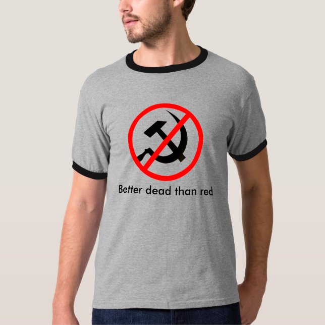 Bessere Tote als Rot - schwarzer Text T-Shirt (Vorderseite)