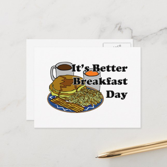 Besserer Frühstück-Tag Postkarte (Vorderseite/Rückseite Beispiel)