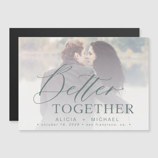 Besseres gemeinsam Skript Hochzeit Foto Save the D Magneteinladung (Vorne/Hinten)