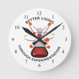 Besseres Leben durch Experimentieren Runde Wanduhr