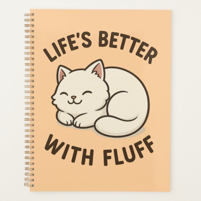 Besseres Leben mit Fluff - Niedliches Chibi-Cat-No Planer (Vorderseite)