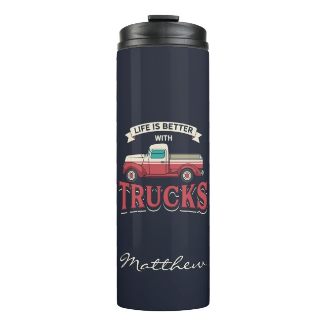 Besseres Leben mit LKW-Funny Driver Personalisiert Thermosbecher (Vorderseite)