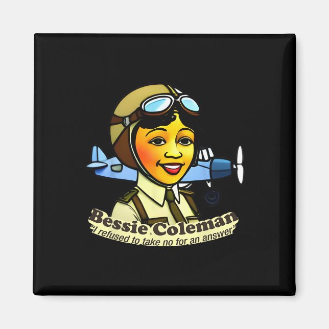Bessie Coleman mit Flugzeug Schwarze Geschichte Mo Magnet (Vorne)