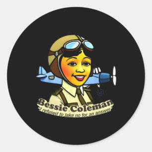 Bessie Coleman mit Flugzeug Schwarze Geschichte Mo Runder Aufkleber