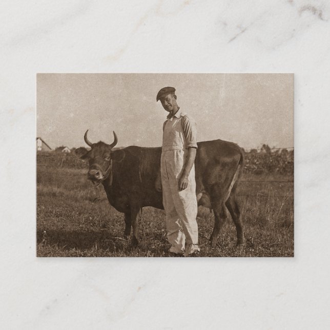 Bessie die Kuh und ihr Landwirt Visitenkarte (Vorderseite)