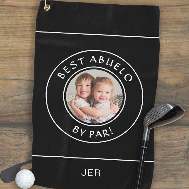 Best Abuelo by Par Golfer Modernes Foto Geschenk S Golfhandtuch (Best Abuelo By Par Golfer Modern Photo Gift Black Golf Towel)