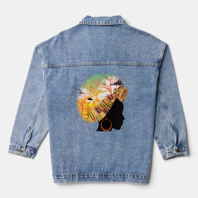 Best African Queen Black Roots Safari Raglan Jeansjacke (Rückseite)