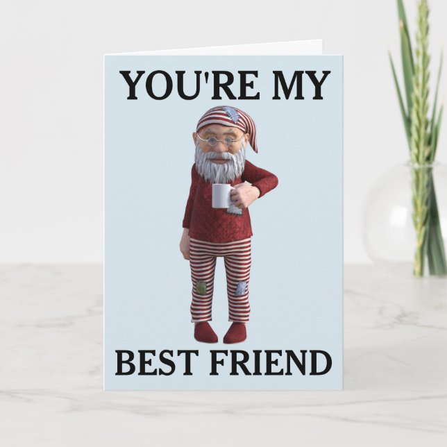 BEST AMI GNOME ELF CARTE D'ANNIVERSAIRE (Devant)
