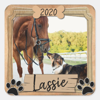 Best Animal Friends Foto Quadratischer Aufkleber