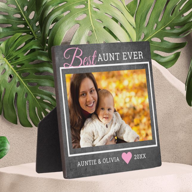 Best Aunt Ever Custom Foto Rustic Chalkboard Fotoplatte (Best Aunt Ever Custom Photo Rustic Chalkboard Plaque
)