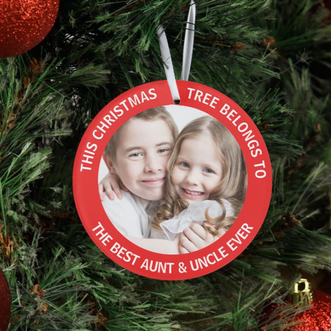 Best Aunt Uncle Ever Christmas Tree Foto Red Ornament (Von Creator hochgeladen)