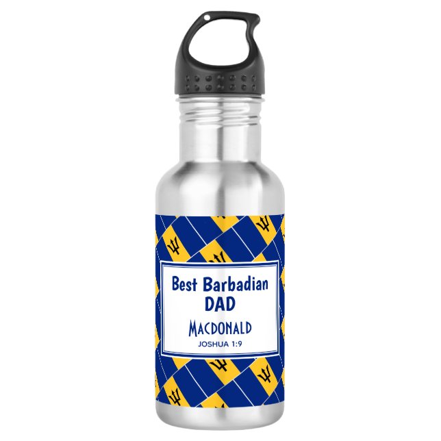 BEST BARBADIAN Barbados Flag kundenspezifisch Edelstahlflasche (Vorderseite)
